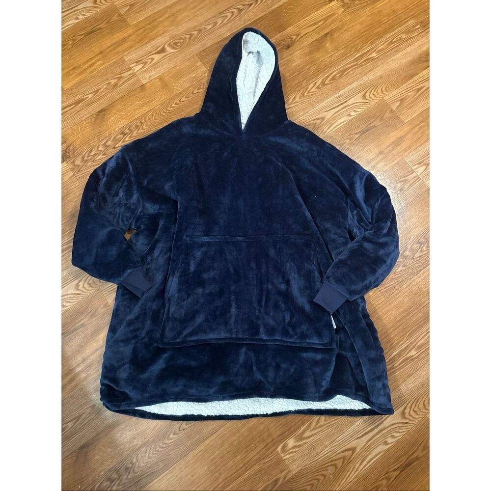 Oodie Navy Blue Ultra Sherpa Fleece Wearable Oversized Blanket Hoodie One Size